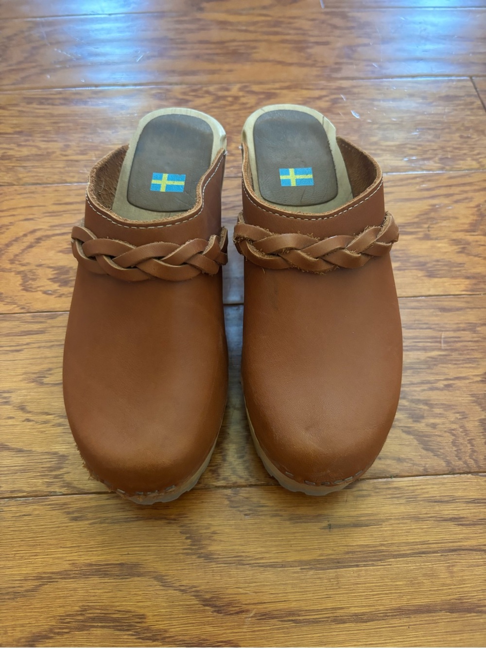MIA Brown Laerher Braided Clog Slip-Ons